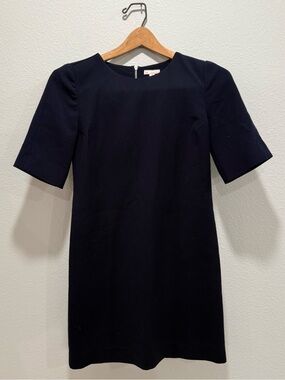 Gap Navy Structured Mini Dress Short Sleeve Back Zip Size 0 Viscose Blend